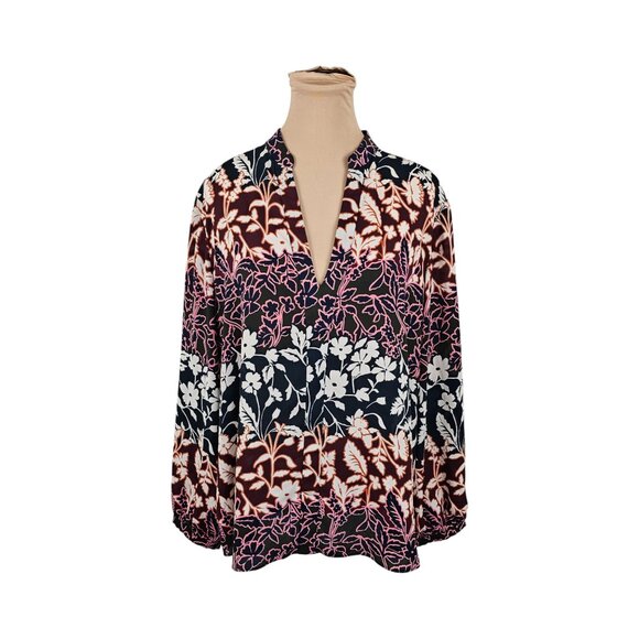 RACHEL Rachel Roy Floral Red Green Flowy Lightweight Blouse Sz XL - Picture 1 of 10